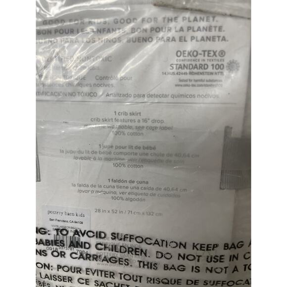 NEW Pottery Barn BABY Matelasse White Cotton Nursery Crib Skirt 16” Drop -28x52” - Picture 8 of 12